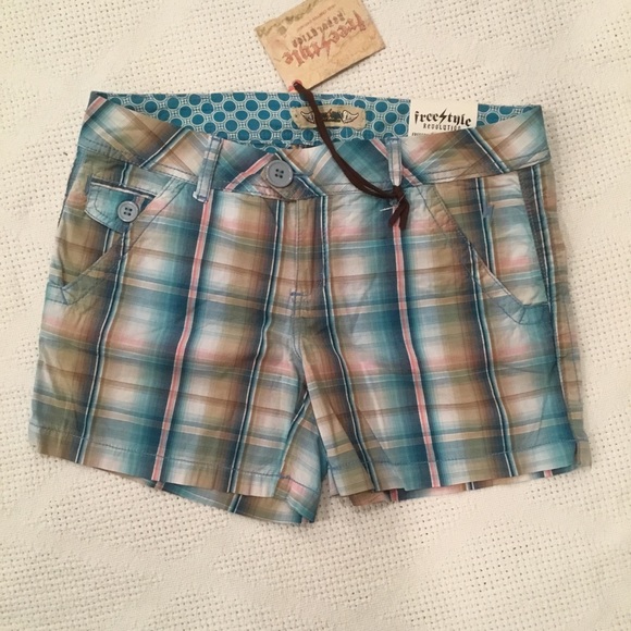 FREESTYLE BRAND PLAID SHORTS - Picture 2 of 11